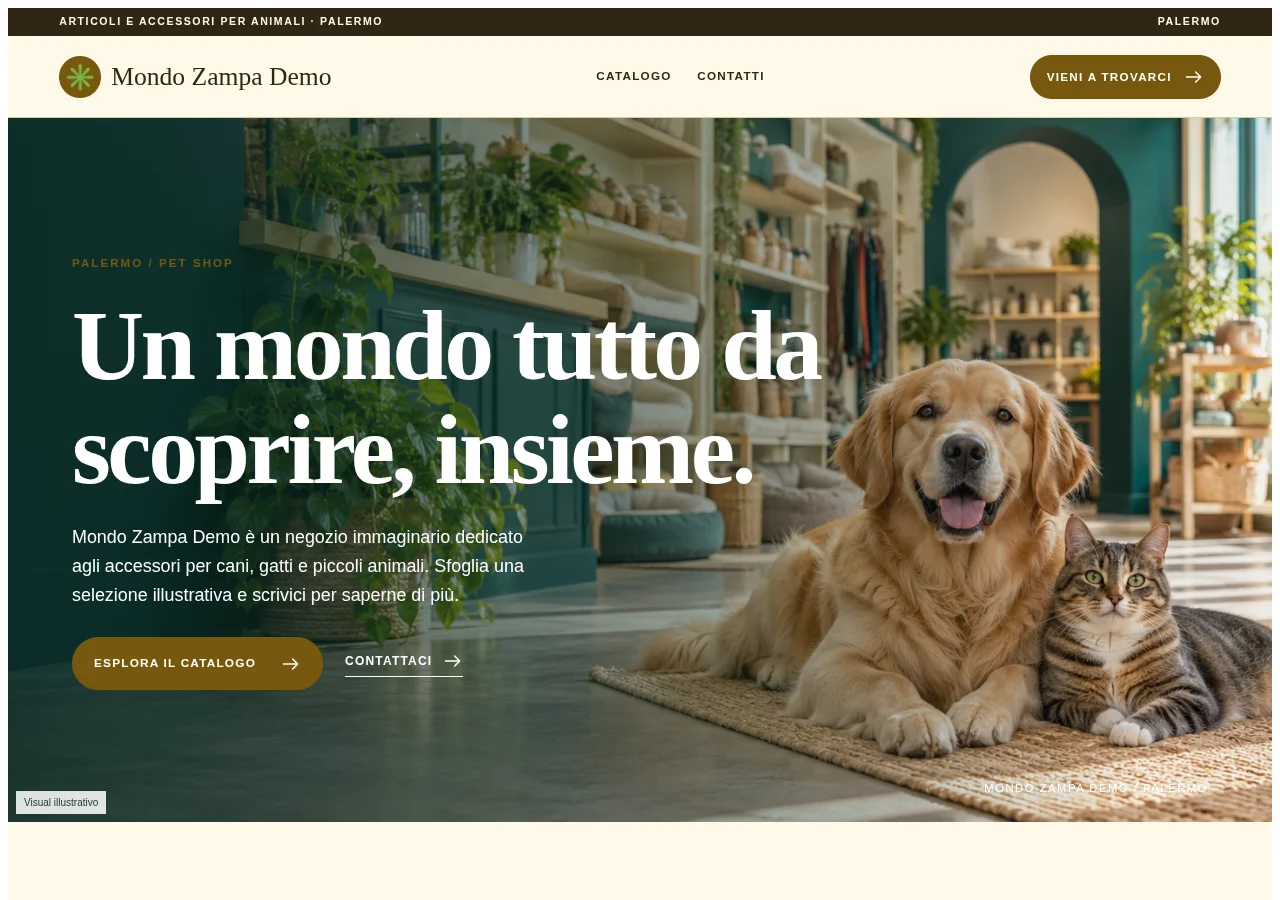 Anteprima del sito dimostrativo Mondo Zampa · Pet shop