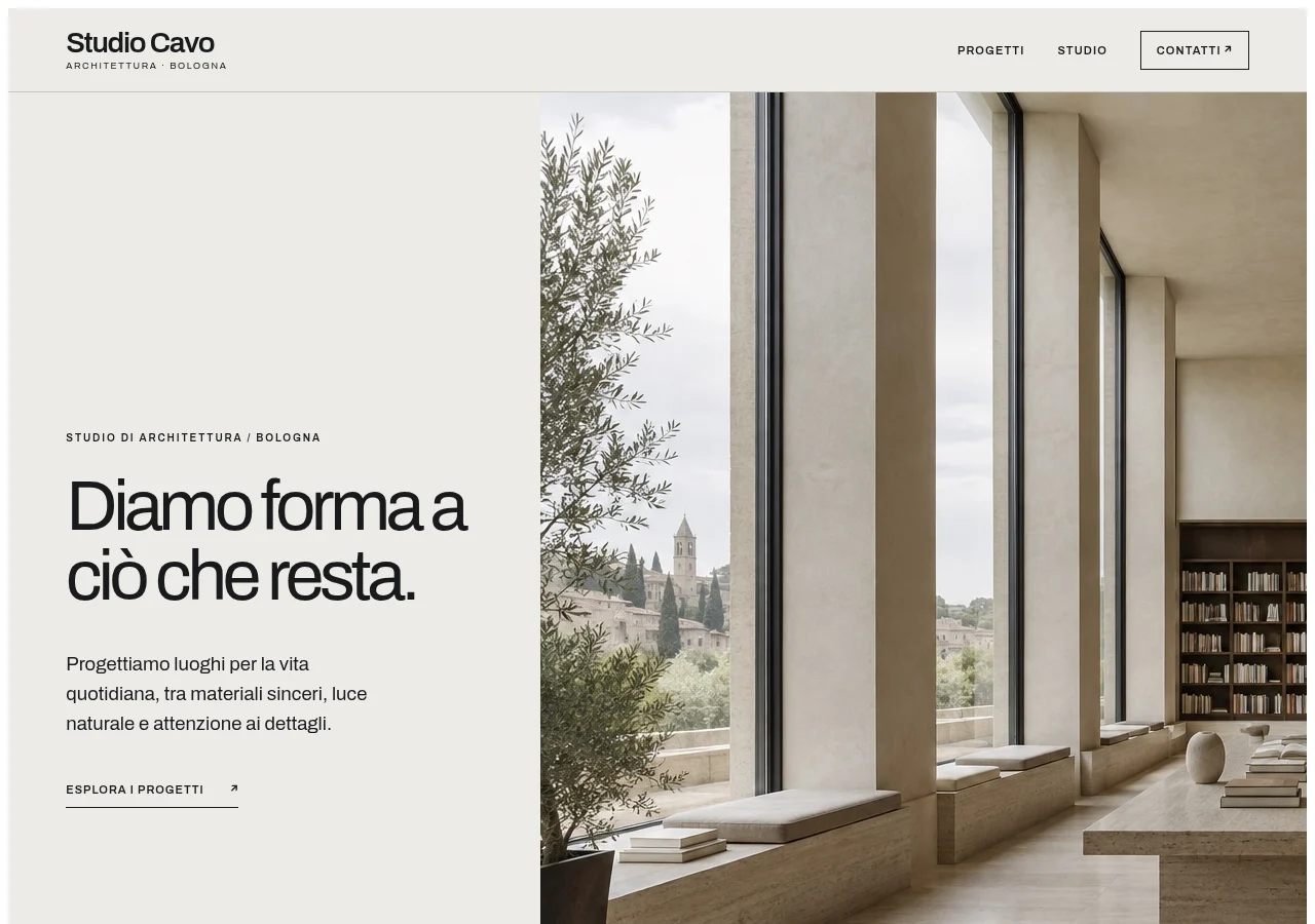 Anteprima del sito dimostrativo Studio Cavo · Architettura