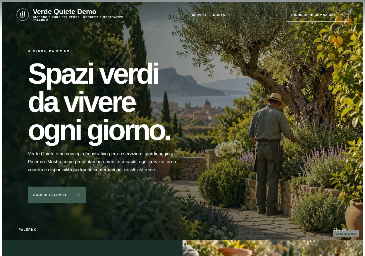 Anteprima del sito dimostrativo Verde Quiete · Giardinaggio